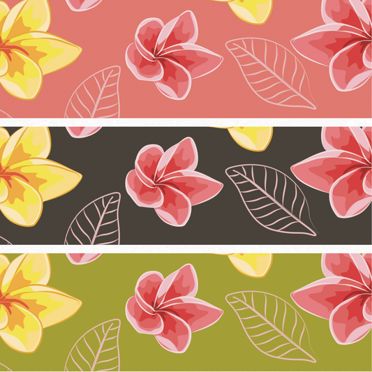 Pink & Yellow Plumerias (3 color ways) | Exclusive Seamless Pattern | One-of-a-Kind Surface Pattern