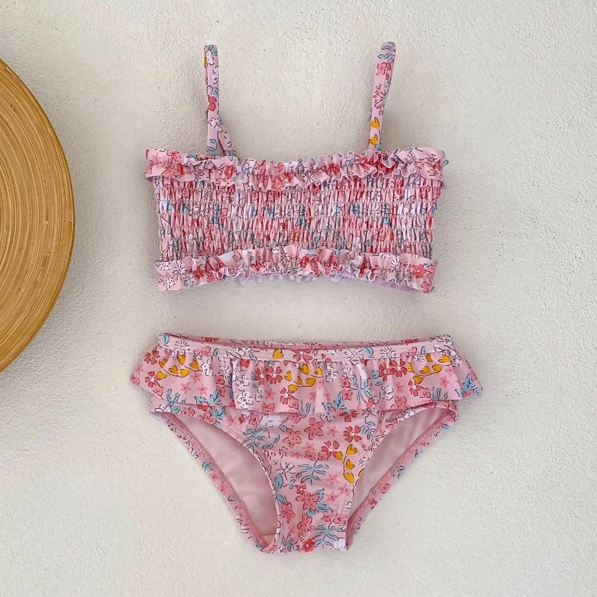 2 Piece Swimsuit: Pink Floral