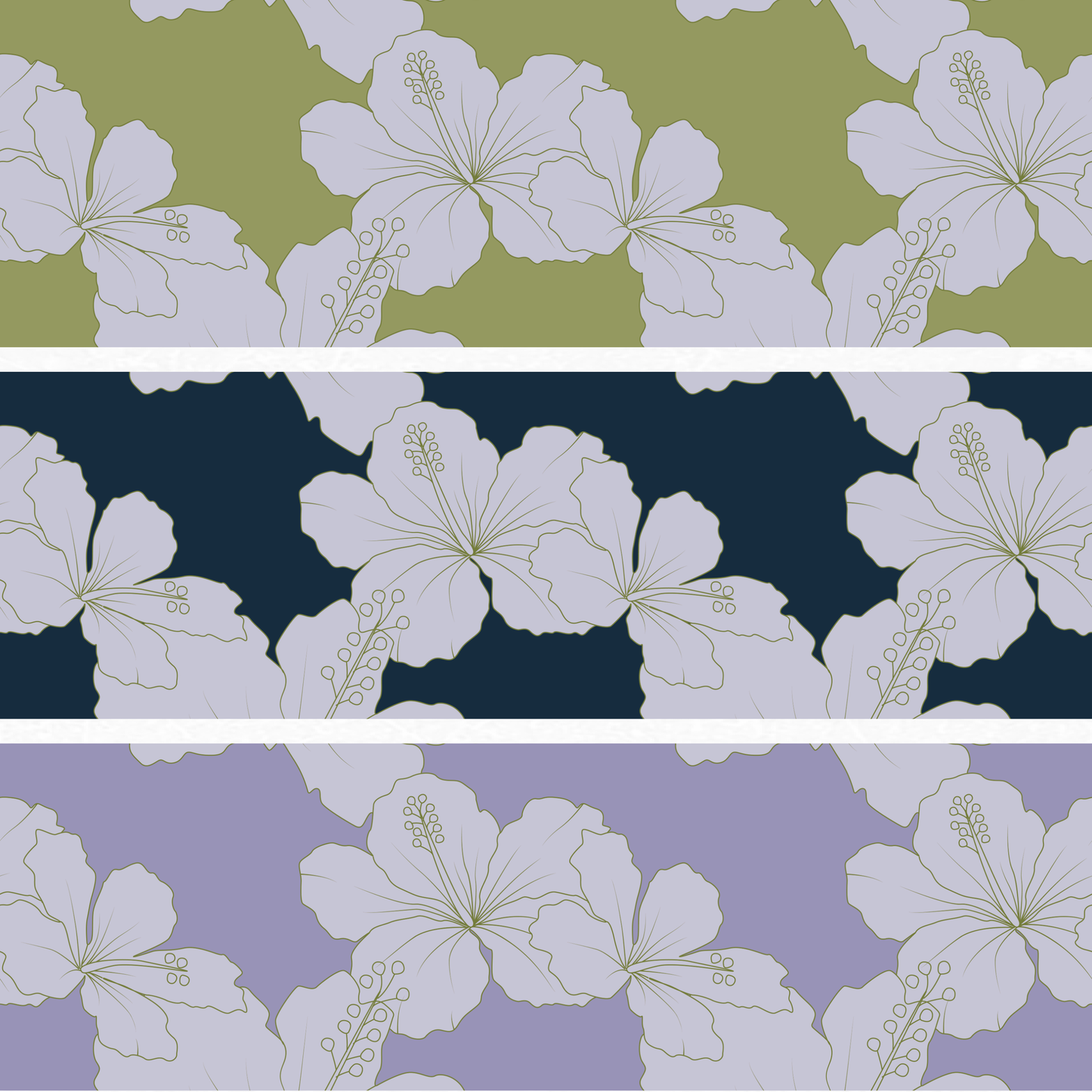 Lilac Hibiscus (3 color ways) | Exclusive Seamless Pattern | One-of-a-Kind Surface Pattern