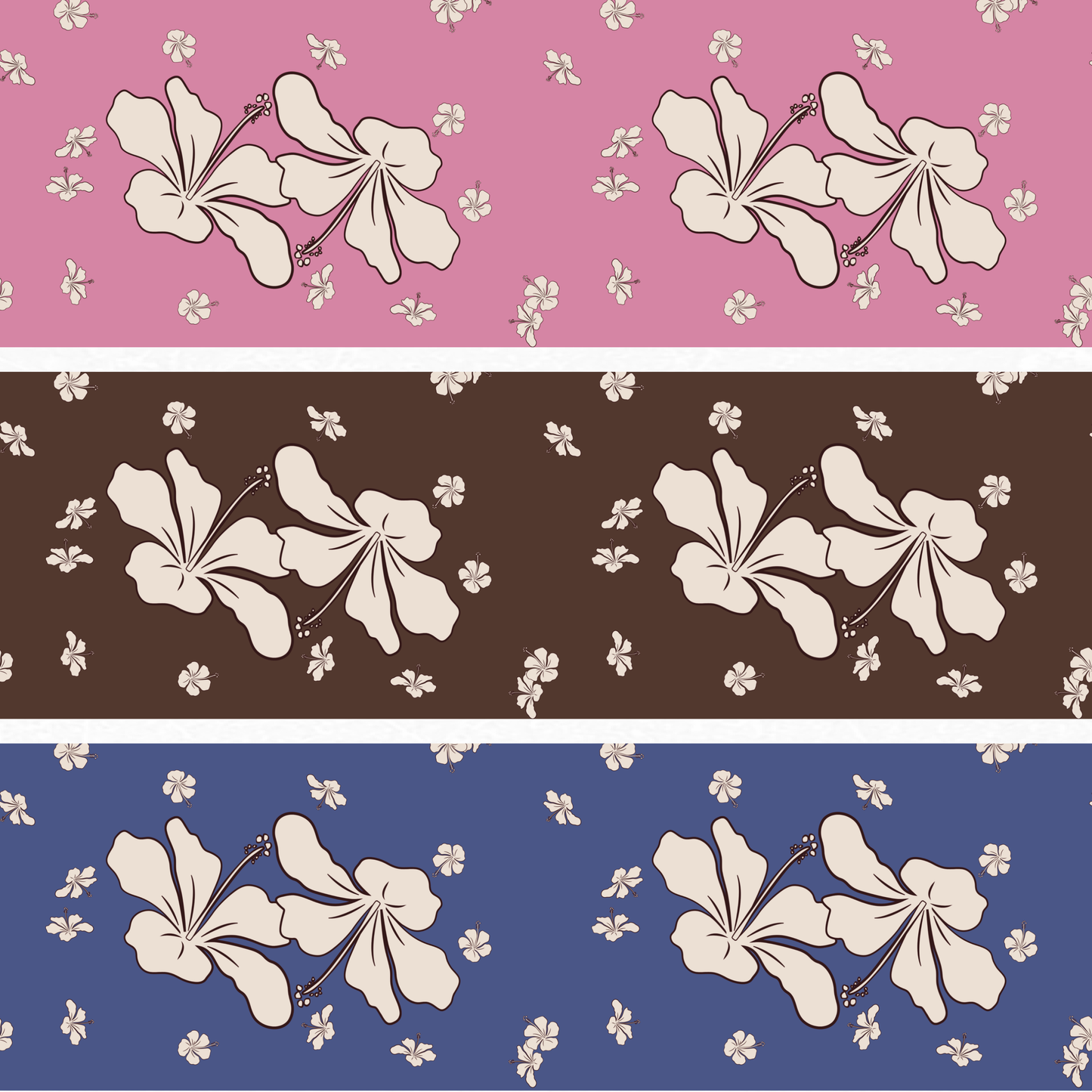 Hibiscus Kiss (3 color ways) | Exclusive Seamless Pattern | One-of-a-Kind Surface Pattern