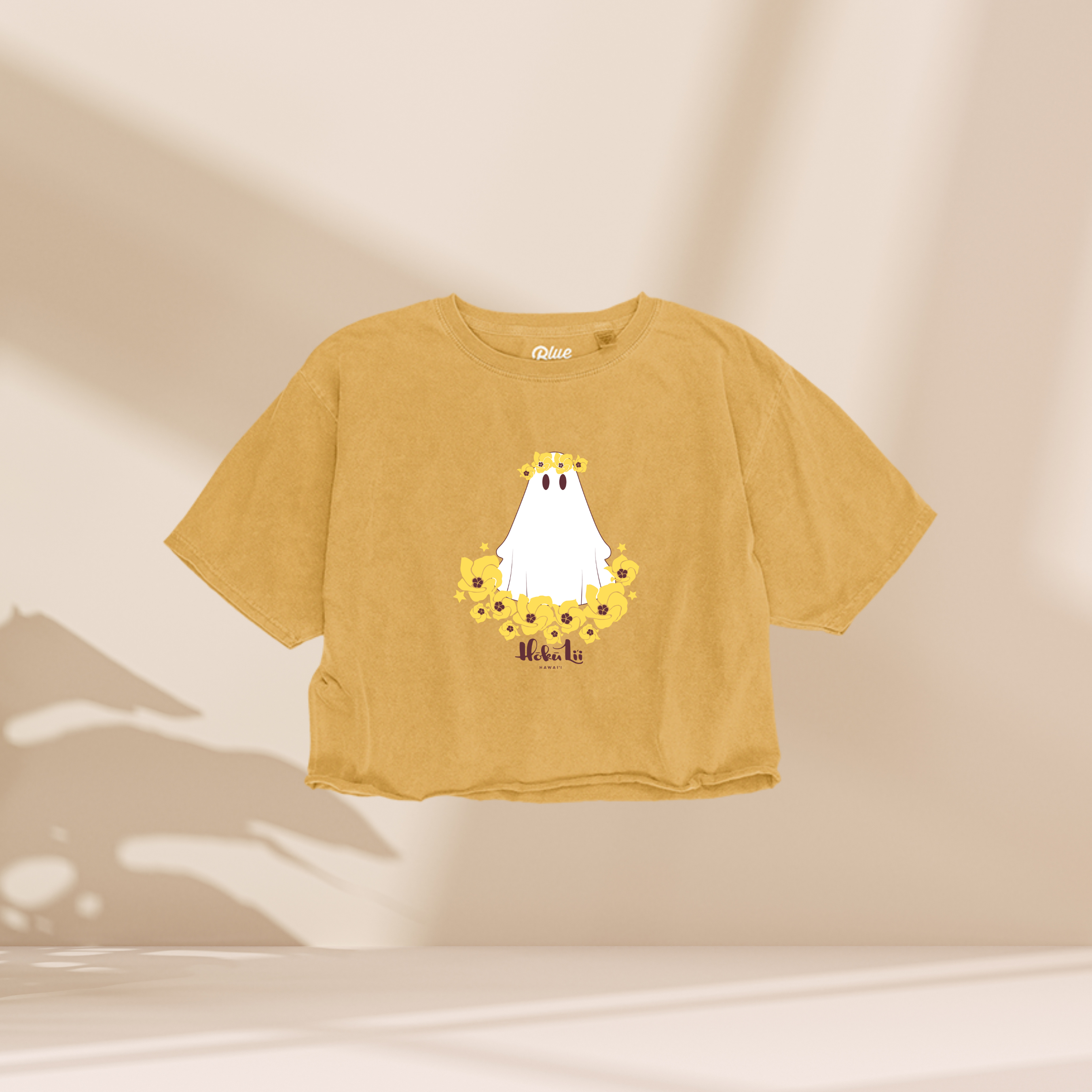 WOMEN'S CROP TEE - HAU GHOST - MUSTARD