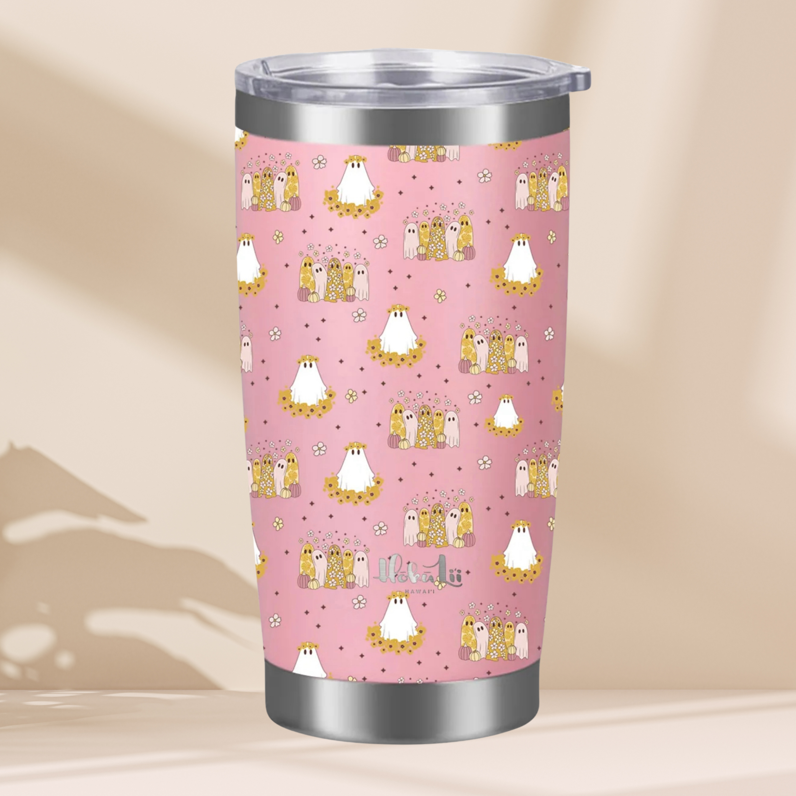 20 OZ STAINLESS STEEL INSULATED TUMBLER - HAU GHOST + BOO CREW - PINK