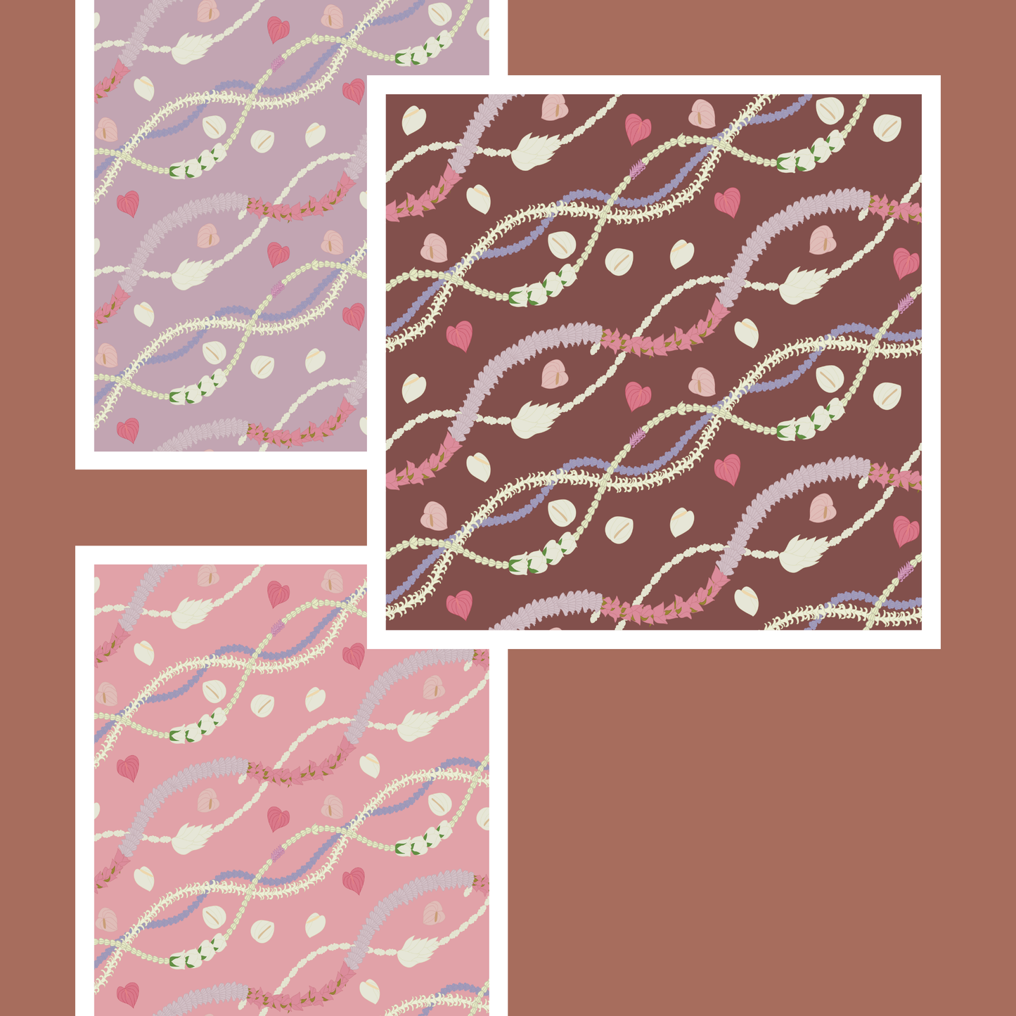 Anthurium and Lei | Exclusive Seamless Pattern | One-of-a-Kind Surface Pattern for Creative Use