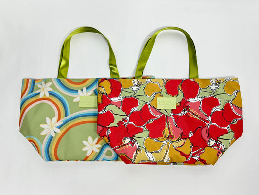 REVERSIBLE RAINBOW TIARE + HIBISCUS JUMBO TOTE