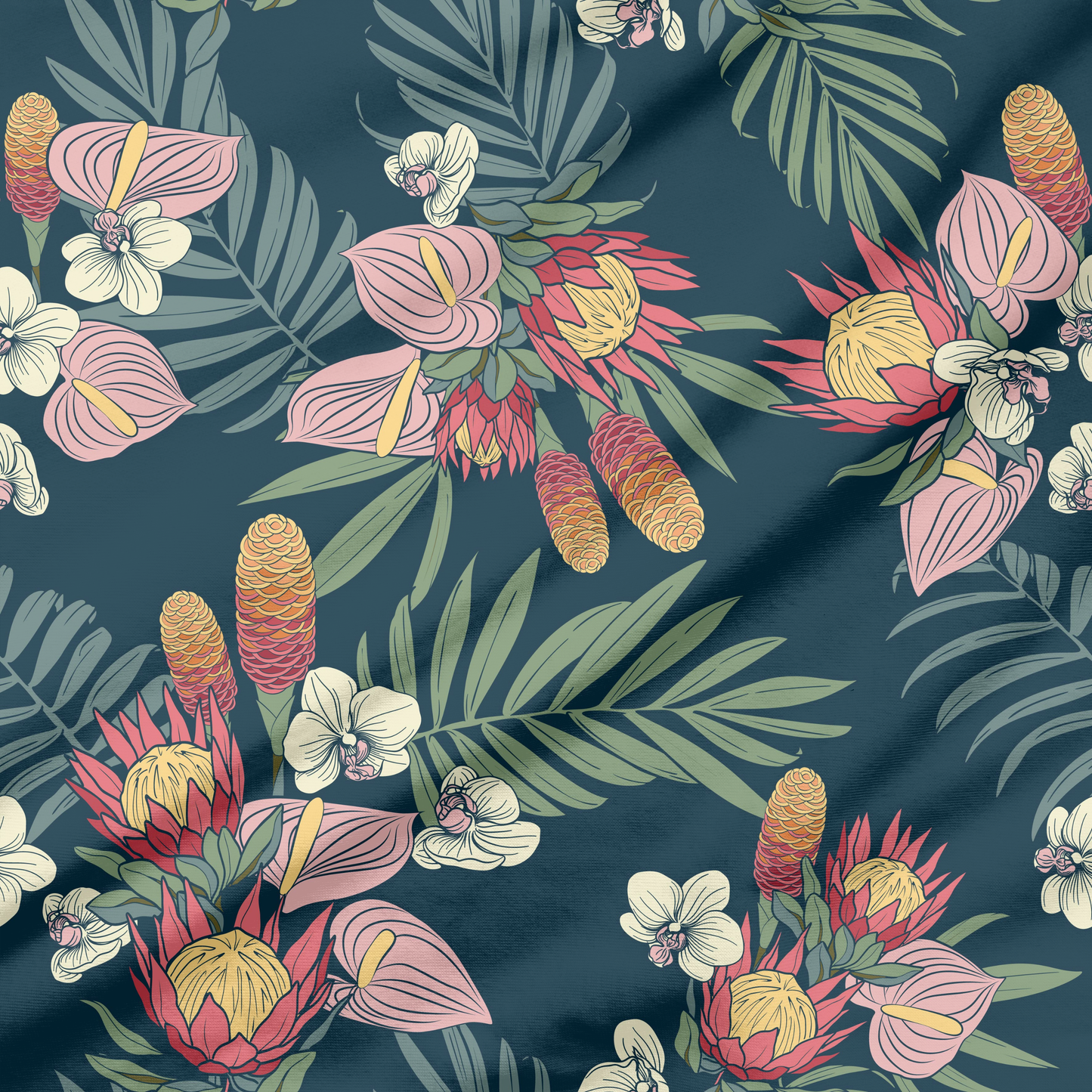 Gingers and Proteas | Exclusive Seamless Pattern | One-of-a-Kind Surface Pattern