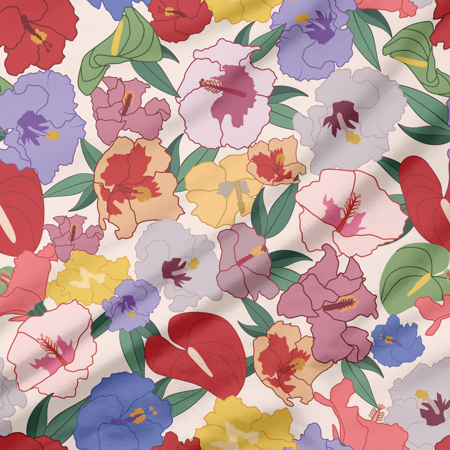Pua Aloalo (Hibiscus Flower) | Exclusive Seamless Pattern | One-of-a-Kind Surface Pattern